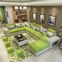 Uxury-sofá seccional moderno en forma de u para el hogar, mueble de madera reclinable para sala de estar