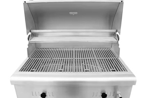 شواية فحم خارجية حديثة من الفولاذ المقاوم للصدأ مقاس 32 بوصة، مقاومة للعوامل الجوية، مع جزيرة شواء قابلة لتعديل الارتفاع للاستخدام المنزلي، بحد أدنى منخفض للطلب - Product Image 2