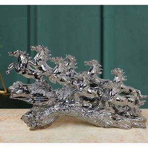 Figuras Decorativas de <span class=keywords><strong>Ocho</strong></span> Caballos para el Hogar, Sala de Estar, Mueble de <span class=keywords><strong>TV</strong></span>, Adorno de Escritorio para Atraer <span class=keywords><strong>la</strong></span> Fortuna, Artesanía Elegante - Product Image 3