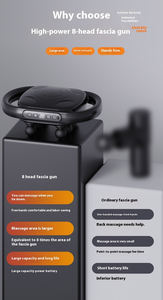 Pistol Pijat Inframerah Tanpa Kabel 8 Kepala Pijat Jaringan Dalam untuk Relaksasi Otot, Pereda Nyeri, Pemulihan Kebugaran, Terapi - Product Image 5