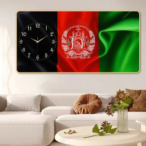 Orologio <span class=keywords><strong>da</strong></span> <span class=keywords><strong>Parete</strong></span> in Porcellana Cristallina con Motivo Bandiera dell'Afghanistan - Decorazione Artistica Personalizzata per la Casa - Product Image 2