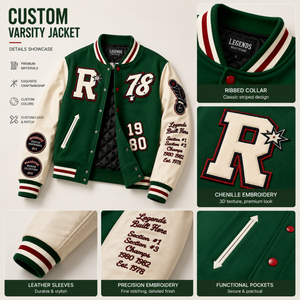 Custom Wool Varsity <strong>Jacket</strong> <strong>Men</strong> OEM Letterman <strong>Jacket</strong> <strong>Leather</strong> Sleeves Private Label Chenille Embroidery Baseball <strong>Jacket</strong> Factory - Product Image 2