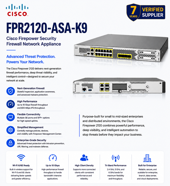 FPR2120-ASA-K9 Firepower Security Firewall Network Appliance