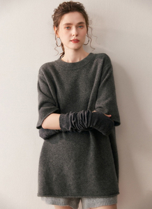 Suéter <span class=keywords><strong>de</strong></span> Cachemira <span class=keywords><strong>de</strong></span> Manga Corta para Mujer, con Logotipo Personalizado, Cuello Redondo, Tejido <span class=keywords><strong>de</strong></span> <span class=keywords><strong>Lana</strong></span> <span class=keywords><strong>de</strong></span> Cachemira, Capa Interior, Mongolia Interior - Product Image 5