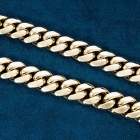 Chaîne Cubaine Luxe en Or Massif 14 Carats Au585, 12mm & 14mm Miami, Véritable Au585 Lourd avec Diamant, Certifiée, Idéale pour Fête & Cadeau