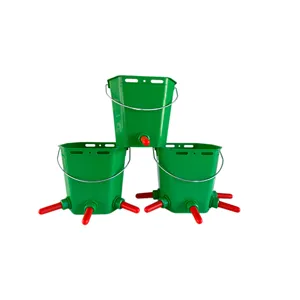 Seau d'alimentation en plastique pour sucette agricole 12L avec 5 sucettes pour veaux agneaux moutons et chèvres Instrument vétérinaire