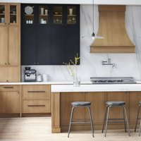 Îlot de cuisine moderne et élégant en marbre, personnalisable avec logo, idéal pour appartement