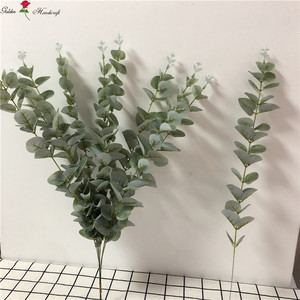 QSLH-S0341ประดิษฐ์สีเขียวไหมสัมผัสจริงใบสีเขียวยูคาลิปตัสเดี่ยวสำหรับตกแต่ง - Product Image 6