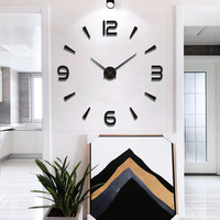 Jam Dinding DIY Besar Tanpa Bingkai, Dekorasi Rumah Modern dengan Stiker Angka Cermin untuk Ruang Tamu Kamar Tidur Kantor