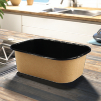 Récipient pour la soupe à bol en papier rectangulaire rond et jetable en PET à film noir pour aliments à emporter vente en gros du fabricant