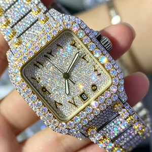 Montre automatique unisexe de style hip-hop avec cadran en saphir et mouvement mécanique VVS Moissanite, bracelet en acier inoxydable, résistance à l'eau 100 bars - Product Image 1