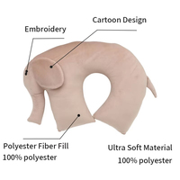Oreiller de cou de voyage en peluche d'éléphant d'animal mignon de dessin animé pour l'usage d'avion
