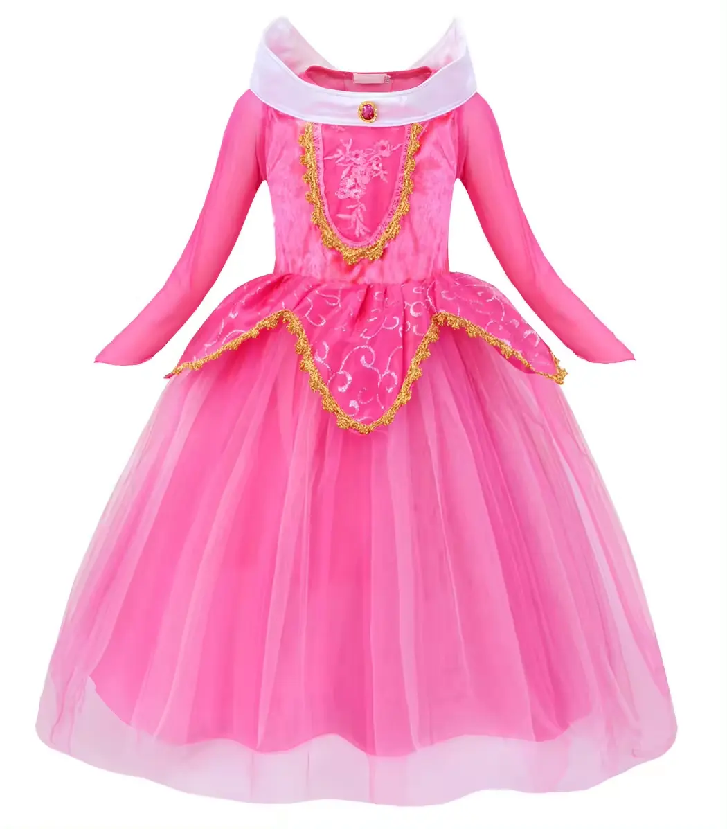 Hot Sale Sleeping Beauty Costume for Girls Auraro Dress for Girls Pink Princess Dresses for Girls Sleeping Beauty Dress