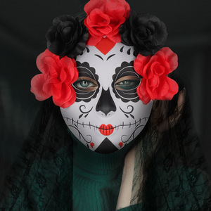 DAMAI Women Full Face Hard Plastic Day of the Dead Masks Mexico Ghost Costume Mask - Product Image 1