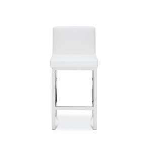 Contemporary Design Stylish Polished Kitchen Counter <strong>Stool</strong> with <strong>White</strong> Leather Cushioning for Home <strong>Bar</strong> - Product Image 2