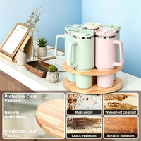Organisateur de bouteilles d'eau pour gobelets Stanley, 360 °   Organisateur rotatif en bois pour gobelets, support pour gobelets Stanley pour rangement dans l'armoire