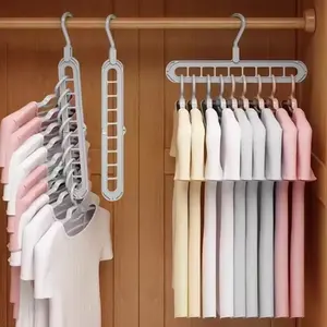 9-hole <b>Clothes</b> hanger Organizer Space Saving Hanger Multi-function Folding Magic Hangers <b>Drying</b> <b>Racks</b> Scarf <b>Clothes</b> Storage - Product Image 1