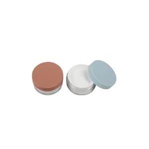 Jinze loose powder jar round shape with elasticated net and plastic sift loose highlighter powder case