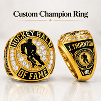 Bague de championnat réplique personnalisée de la Salle de sport d'honneur, plaquée or, bague d'inducté gravée avec le nom, souvenir de hockey sur glace, cadeau pour homme
