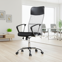 Chaise de bureau ergonomique moderne à dossier haut pour ordinateur, chaise de travail en maille noire à dossier haut, chaise de réunion, chaise d'étude