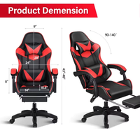 Chaise de jeu ergonomique ALINUNU avec logo personnalisé pour la maison et le bureau, avec appui-tête et coussin lombaire