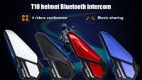Intercom Bluetooth pour casque de moto Toucare T10 CL-T10 pour 8 motards, portée de 1200 m, étanche IP67, Bluetooth 5.1