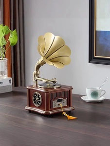 Tocadiscos de vinilo de aspecto antiguo en oferta, con 3 velocidades, control remoto, radio FM y Bluetooth, gabinete de madera, para decoración de oficina. - Product Image 2