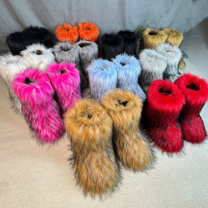 2025 mới mùa đông gấu trúc giả lông một mảnh gấu trúc lông nữ tuyết khởi động giày lông ngoài trời giữa chân khởi động - Product Image 6