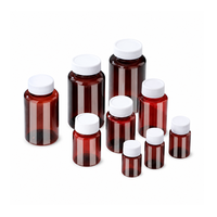 Bouteille en plastique à large ouverture Amber avec bouchon à vis blanc, pot cosmétique vide pour crème, plusieurs tailles pour l'emballage de crème et de poudre, approvisionnement en gros
