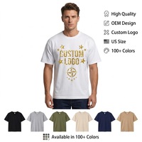 T-shirt Homme Col Rond Personnalisé OEM, Impression Streetwear, Qualité Supérieure, Coupe Oversize Épaules Tombantes, T-shirt Ample et Lourd