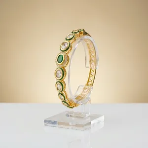 Bracelet jonc indien Kundan Bhargavi pour femme, plaqué or, bijoux de mariage traditionnels, vente en gros, designer, ethnique, Kada - Product Image 2