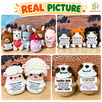 Animaux au crochet faits main personnalisés avec carte de message d'énergie positive : Chat, Vache, Canard, Papillon, Licorne, Baseball, Cadeau, OEM, Vente en gros