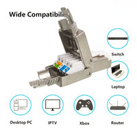 8P8C Ethernet CAT7 Toolless Plug RJ45 Konektor Bebas Alat Modular Plug Bebas Alat Berbahan Zinc Alloy Terlindungi Modular Plug