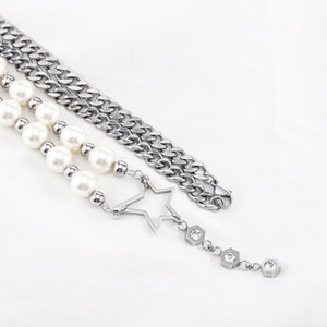 สร้อยคอเพิร์ลสตาร์พร้อมจี้เพชร เกรด AA สายไทเทเนียมสตีลสำหรับสวมใส่ทุกวัน - Product Image 4