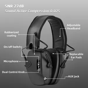 Protezione dell'orecchio tattica di vendita calda che spara paraorecchie elettronico di protezione dell'udito per le riprese