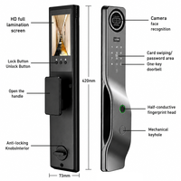 Serrure intelligente WiFi Vertexis M6 Tuya Cloud avec reconnaissance faciale et accès en temps réel via l'application - Compatible avec les portes en alliage d'aluminium de grade C et en laiton