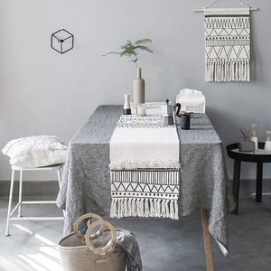 שולחן אוכל ביתי מודרני עיצוב דפוס גיאומטרי מודפסת גיאומטריה מודפסת עץ ארוגים - Product Image 3