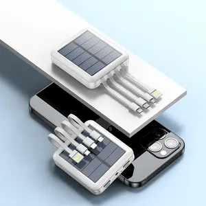 Năng lượng mặt trời ngân hàng điện với cáp biểu tượng tùy chỉnh Trạm điện 30000mAh với LED Charger xách tay năng lượng mặt trời ngân hàng điện 30000mAh