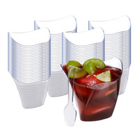 Lot de gobelets jetables transparents avec cuillères, empilables, idéal pour les boulangeries, cafés et commandes de restauration en gros