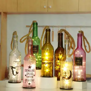 คริสมาสต์ตกแต่งงานฝีมือสร้างสรรค์โคมไฟห้องตกแต่งรอบแก้วไวน์ขวดแสงที่มีการแขวนเชือกป่าน