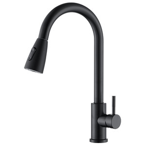 Robinets de cuisine modernes en acier inoxydable <span class=keywords><strong>noir</strong></span> rotatif à 360 degrés 304 avec extension de pulvérisateur mitigeur d'évier - Product Image 1