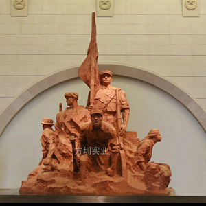 Figuras Militares Rojas, Escultura de Resina, Montaje en Suelo para Exteriores, Diseño Artístico Tradicional - Product Image 3