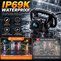 Auto achteruitrijcamera systeem compact verborgen 170 graden groothoek 1080P IR waterdicht IP69K nachtzicht fisheye camera