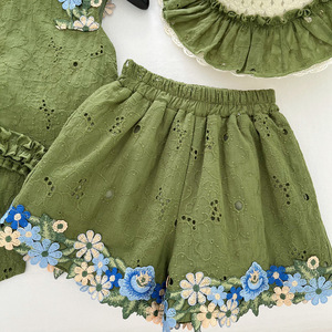 Ensemble d'été pour filles Nouveauté 2026 – Haut en dentelle et short – Style vacances pour petites filles – Ensemble deux pièces – Vente en gros pour les filles branchées - Product Image 3