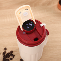 Taza de café con aislamiento al vacío de doble pared de 450mL, botella de agua termo con pantalla de temperatura Digital LED aislada de acero inoxidable 316