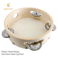 KIRSTEN CT-3 Music Enlightenment Education Durable Sheepskin Drumhead Single Row Wood Hand Drum Tambourines Stainless Steel