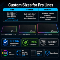 Tapis de souris RGB personnalisé, tapis de jeu professionnel 900x400mm, surface en tissu de qualité tournoi, éclairage des bords, OEM Canada