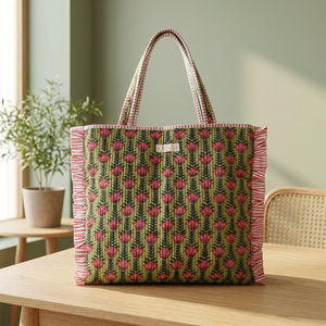 Bolsos Tote de Tela de Algodón Acolchados de Color Sólido con Cierre de Cremallera, Ideales para la Playa y Compras de Verano para Damas - Product Image 2