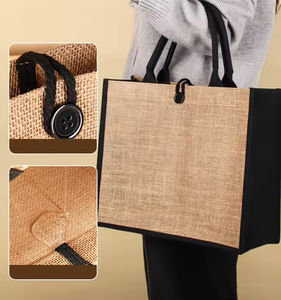 ถุงของขวัญแบบใช้ซ้ำได้ เป็นมิตรกับสิ่งแวดล้อม ถุงชายหาดจากปอกระเจา พิมพ์โลโก้ ถุงช้อปปิ้งฤดูร้อน ถุงสำหรับคุณแม่ - Product Image 5
