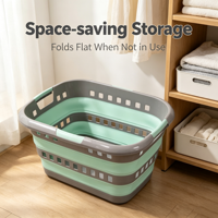 Panier à linge pliable en plastique, panier de rangement pliable avec poignée, organisateur de vêtements multifonctionnel pour la maison